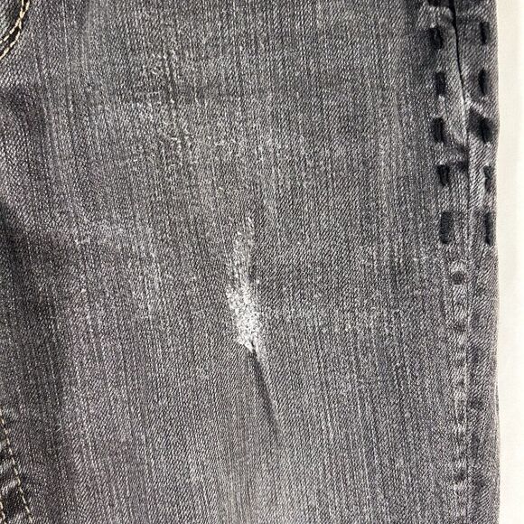 MEK Ulan Baton Cigarette Jeans Women's 28x34 Grey Denim Low Rise Embroidered - Picture 5 of 11